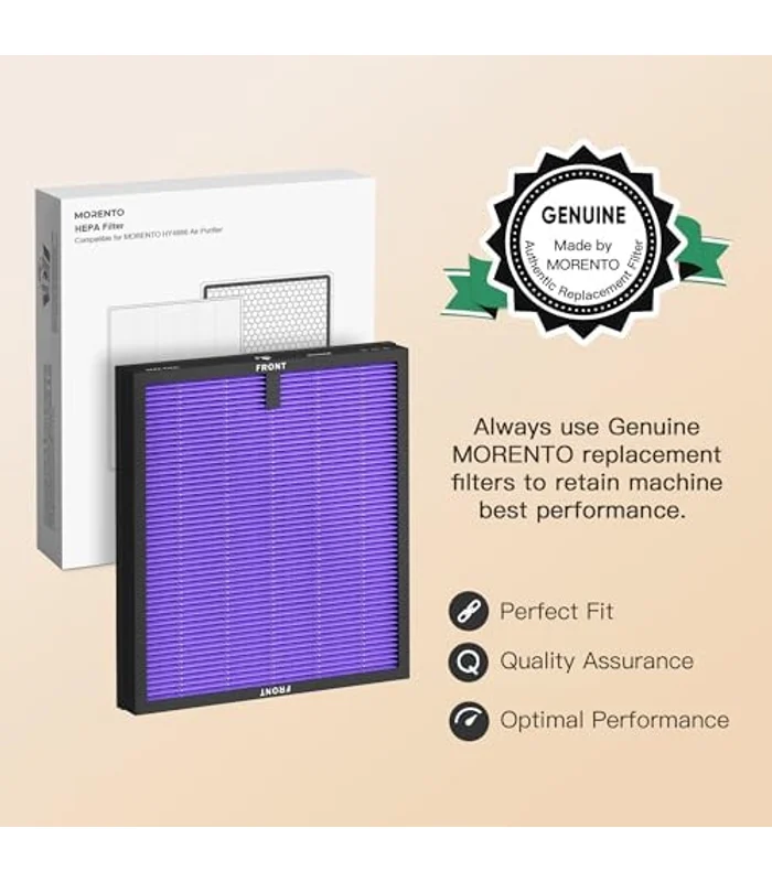 MORENTO 2 Pack HY4866 Genuine Air Purifier Replacement Filter