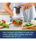Oster 3-Cup Mini Food Chopper with Glass Bowl, for Kitchen Prep
